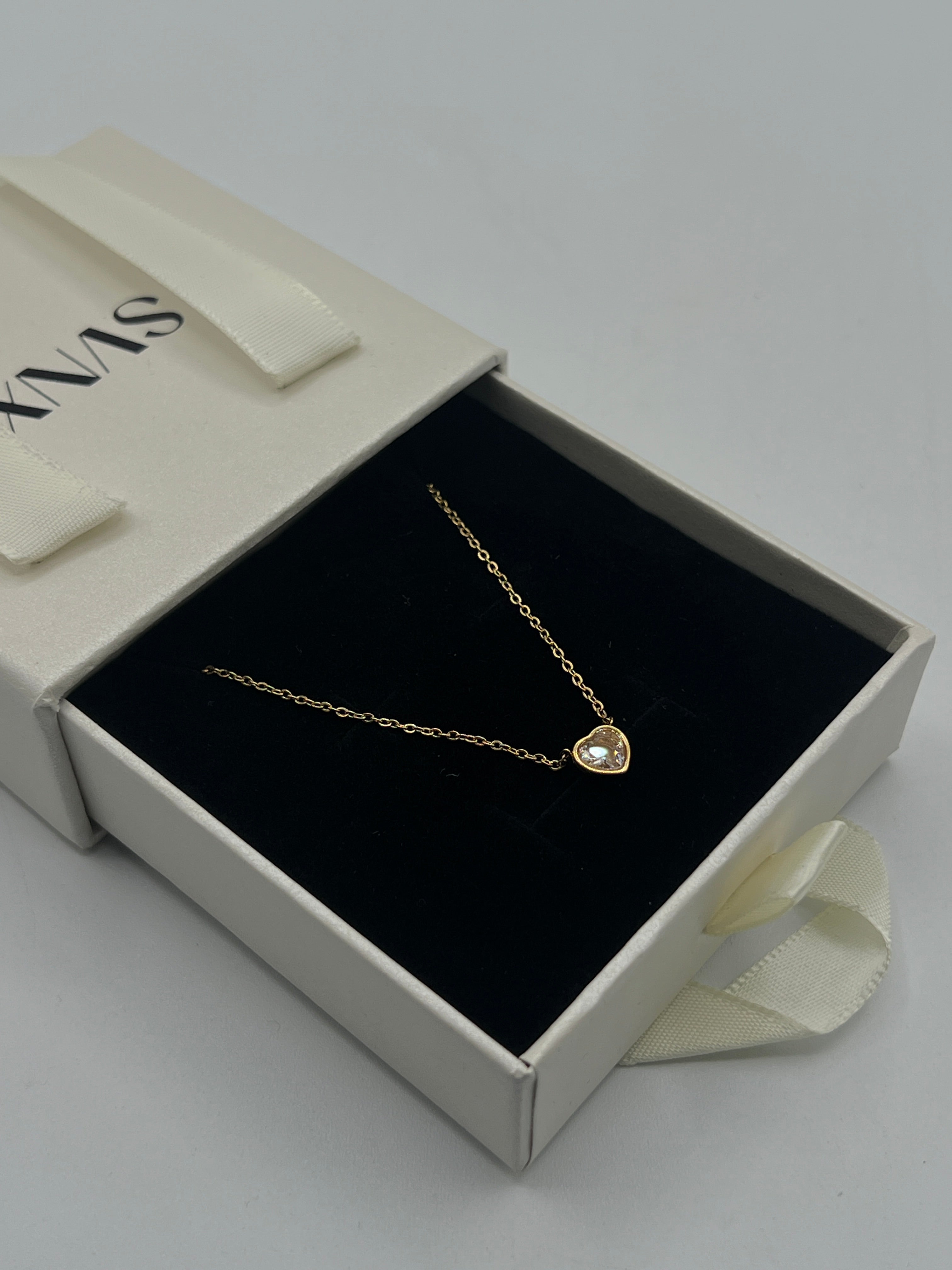 Mini Crystal Heart Necklace In Gold - Gift Boxed JE403824