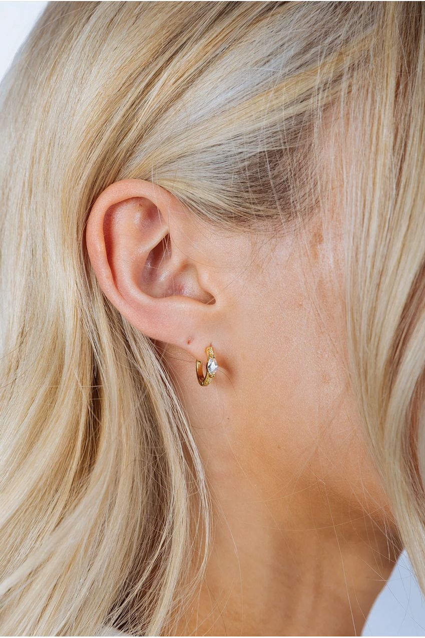 Oval Crystal Huggie Hoops JE403924