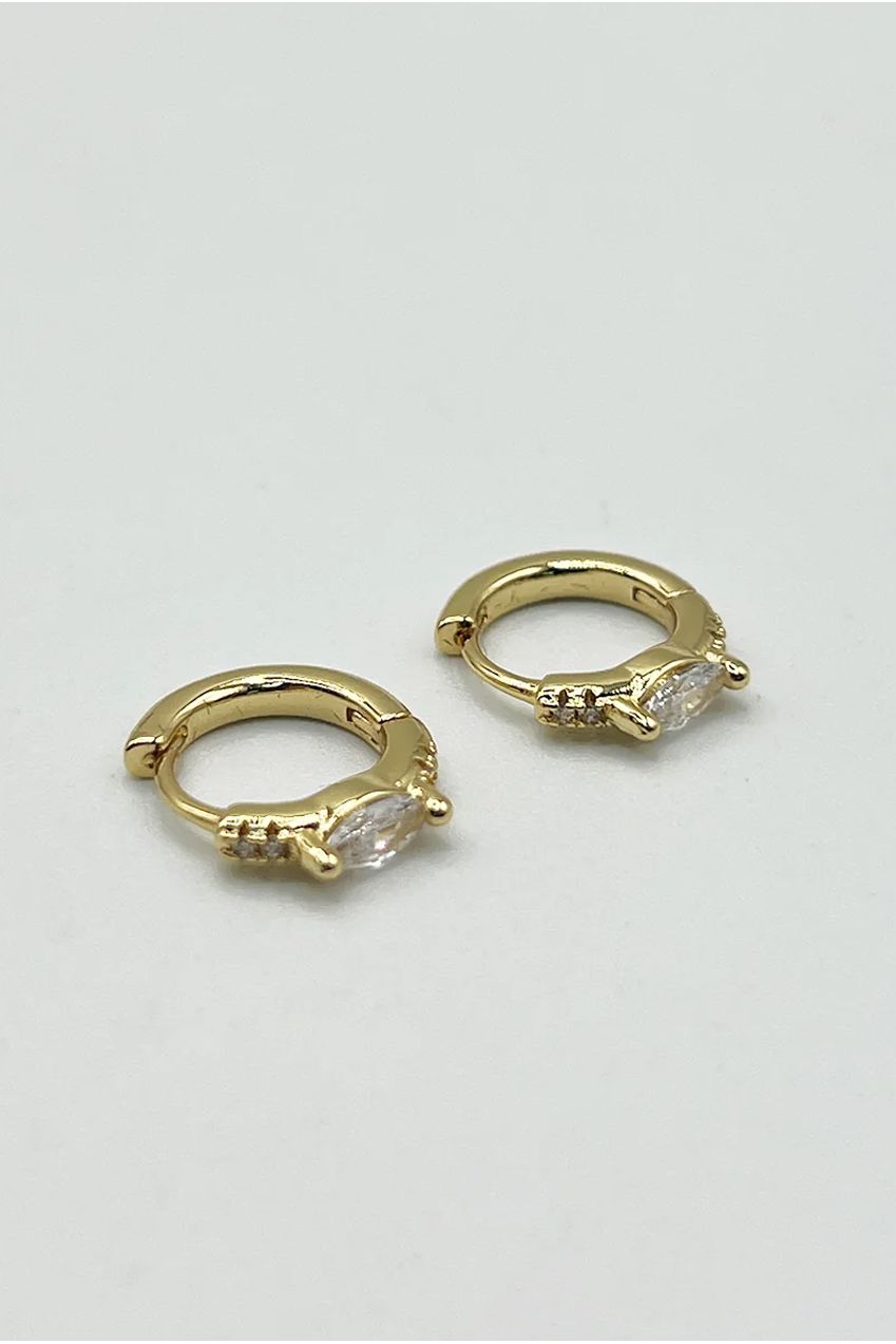 Oval Crystal Huggie Hoops JE403924