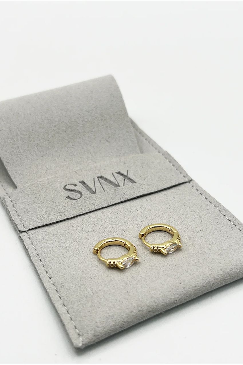 Oval Crystal Huggie Hoops JE403924