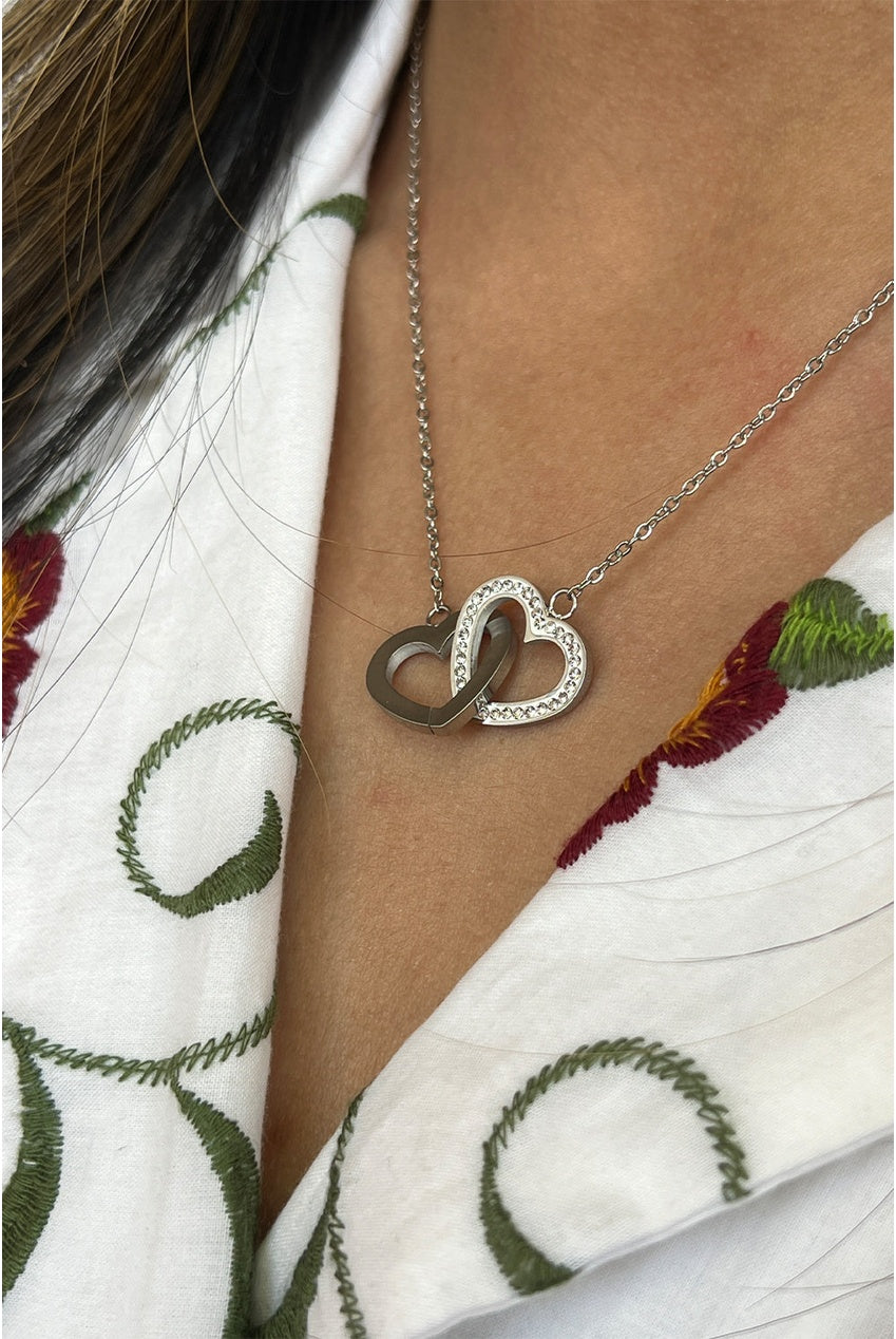 Double Heart Link Necklace With Gift Box JE404521