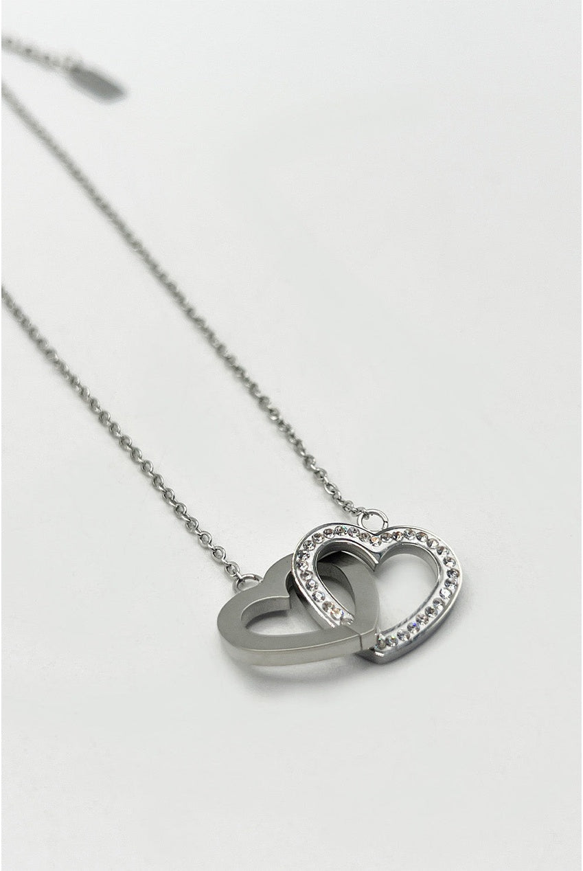 Double Heart Link Necklace With Gift Box JE404521