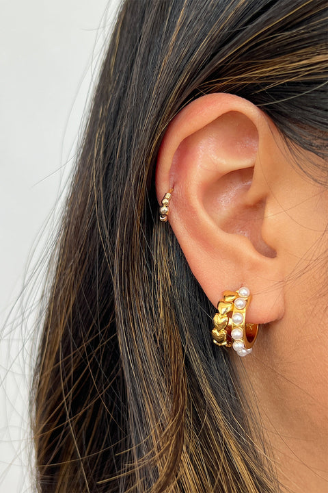 Heart Pearl Cuff Earrings by SVNX