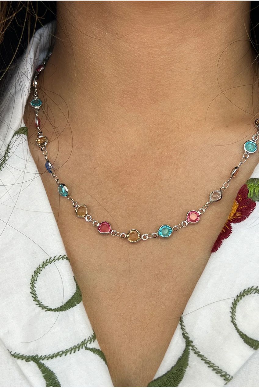 Crystal Chain Necklace In Multi - Gift Boxed JE404921