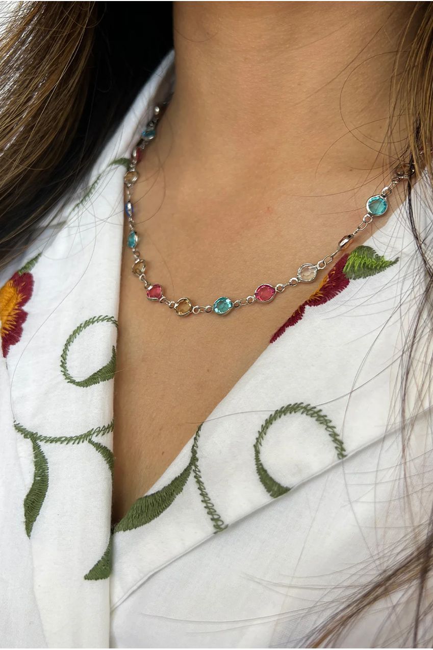 Crystal Chain Necklace In Multi - Gift Boxed JE404921