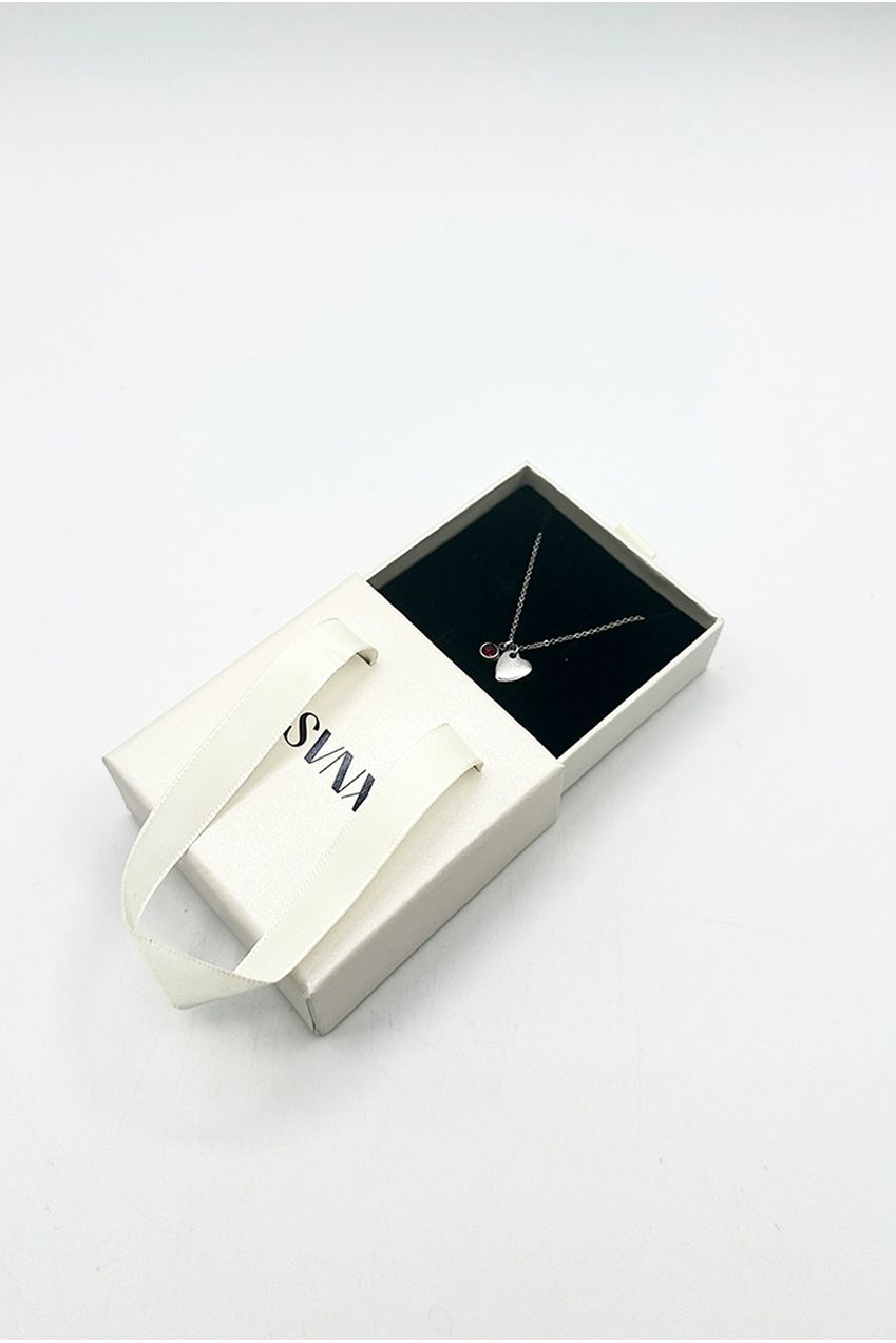 Mini Heart & July Birthstone Necklace In Silver - Gift Boxed JE405821