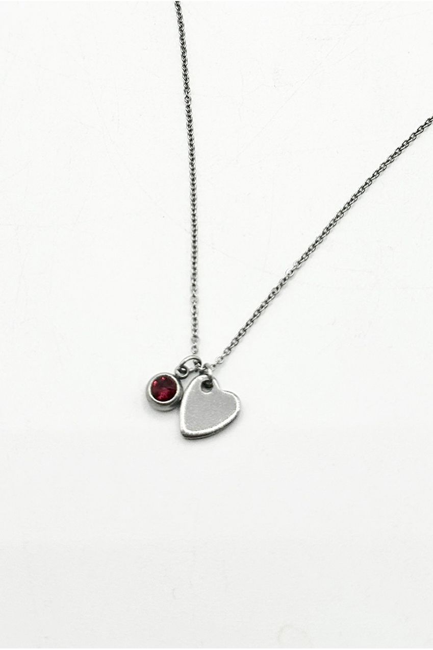 Mini Heart & July Birthstone Necklace In Silver - Gift Boxed JE405821