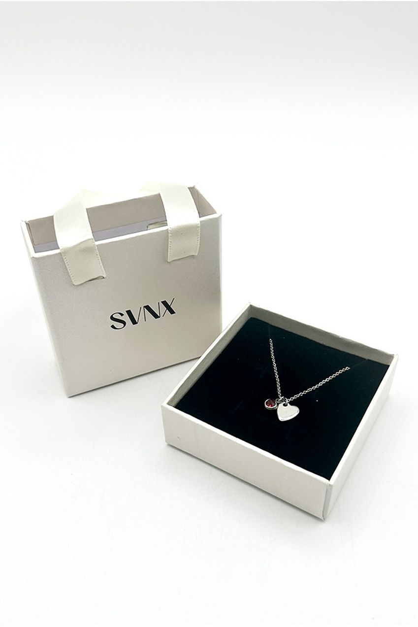 Mini Heart & July Birthstone Necklace In Silver - Gift Boxed JE405821