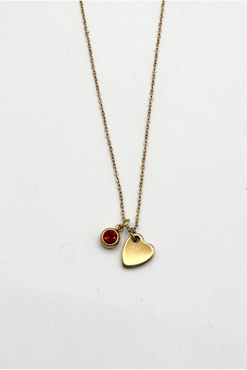 Mini Heart & July Birthstone Necklace In Gold - Gift Boxed JE405824
