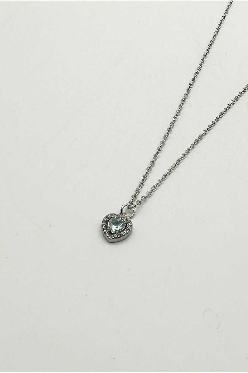 Blue Crystal Heart Pendant Necklace In Silver - Gift Boxed JE410020