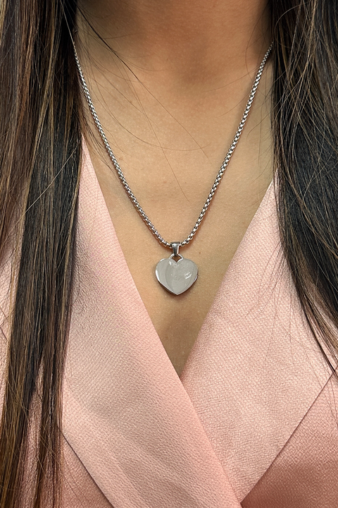 Heart Shape Pendant Necklace In Silver - Gift Boxed by SVNX