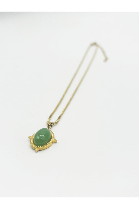 Green Stone Pendant Necklace - Gift Boxed by SVNX