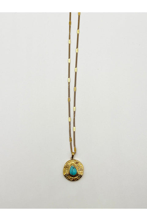 Turquoise Stone Pendant Necklace by SVNX