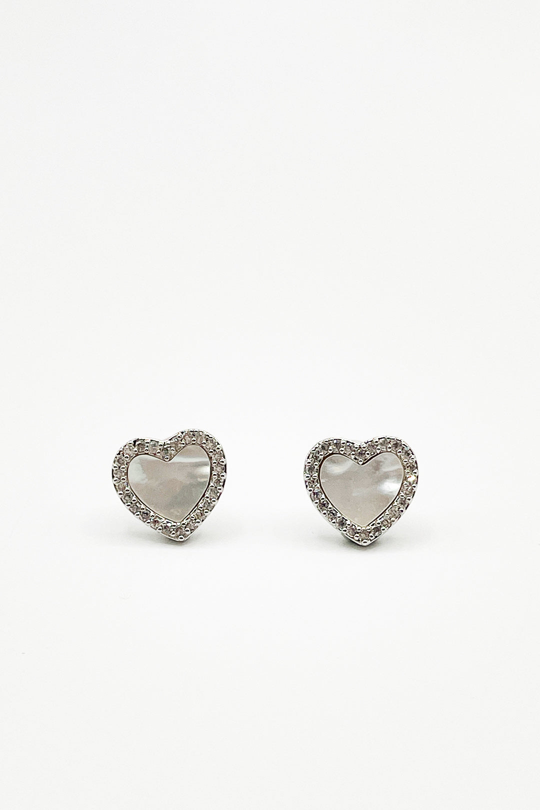 Diamante & Seashell Heart Necklace & Earrings Set In Silver - Gift Boxed JE411121