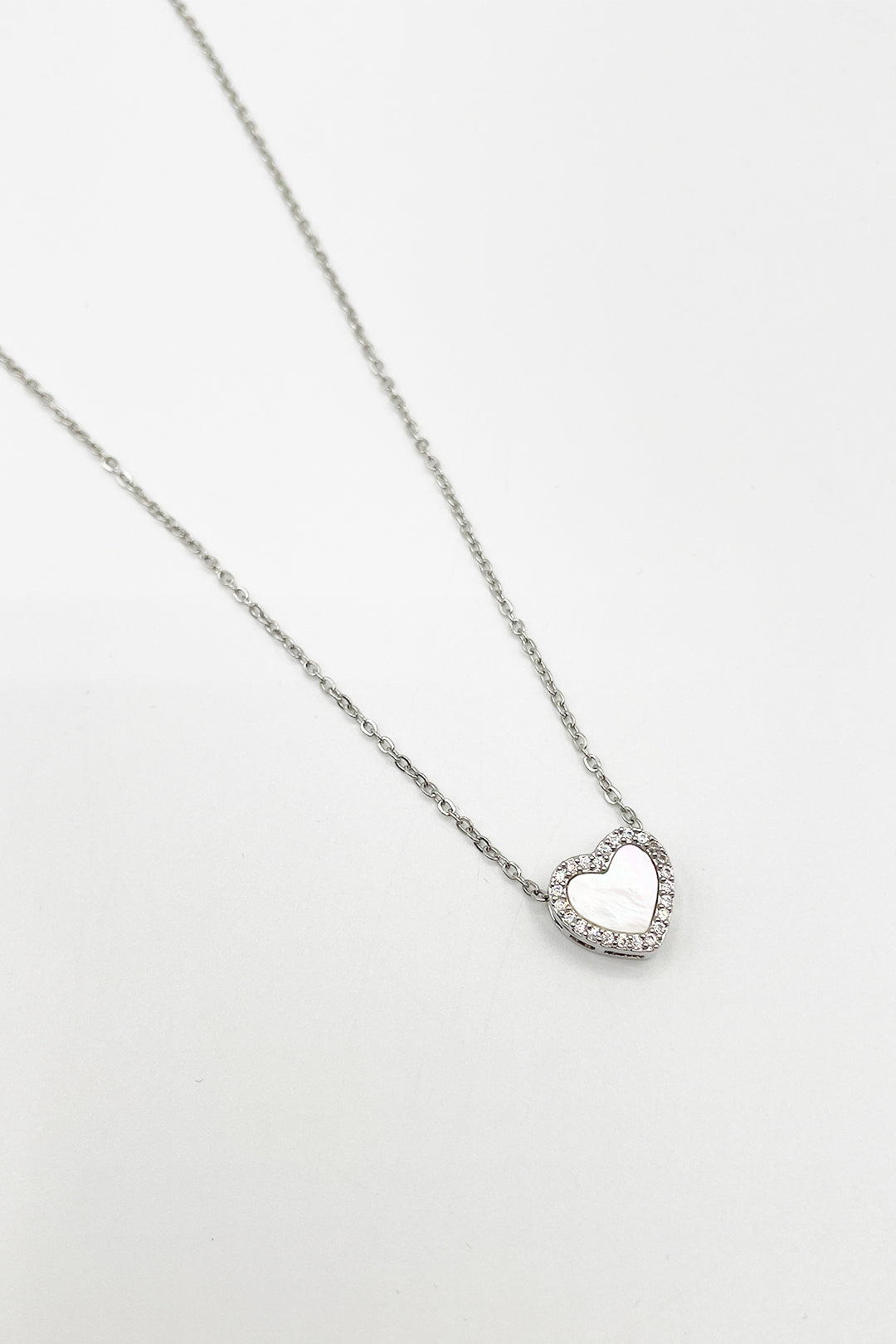 Diamante & Seashell Heart Necklace & Earrings Set In Silver - Gift Boxed JE411121