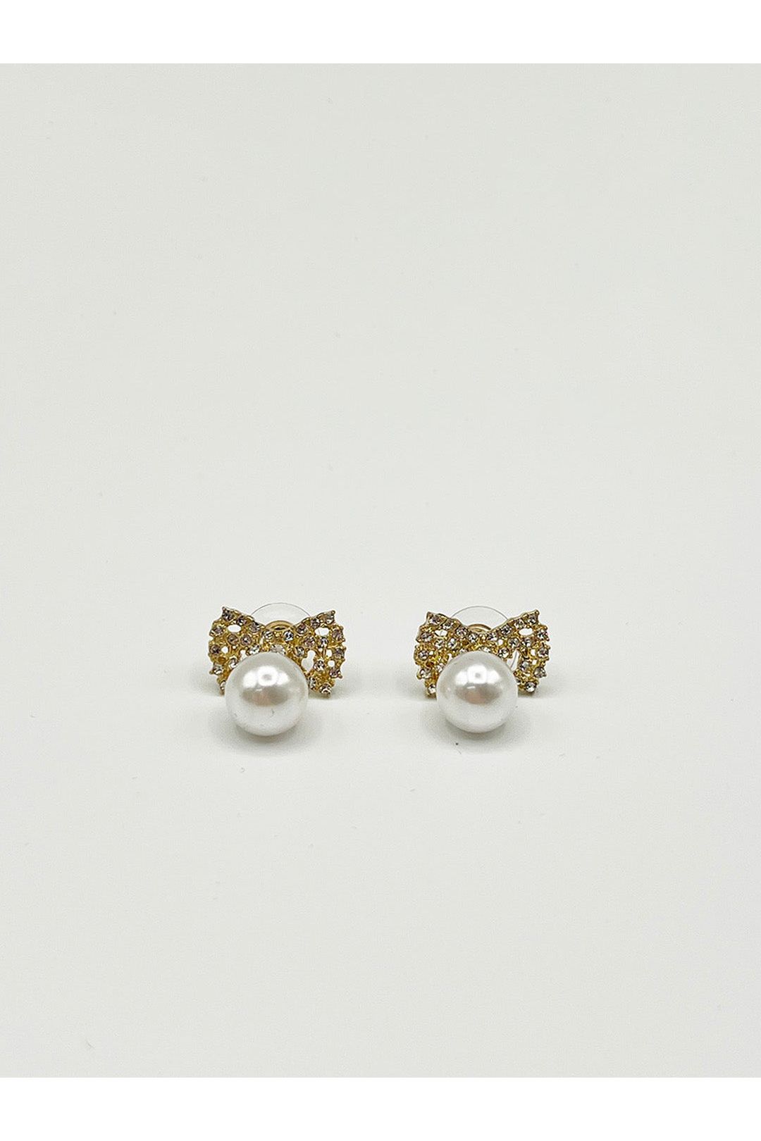 Diamante Bow Pearl Drop Earrings - Gift Boxed JE411424