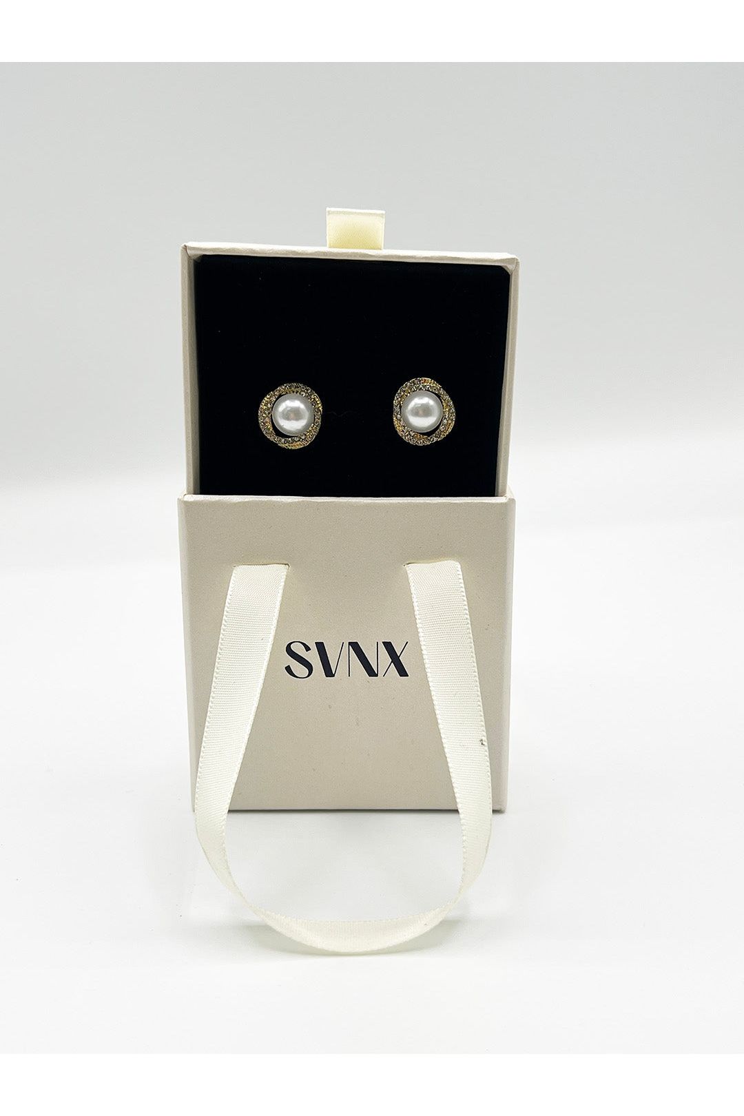 Pearl Diamante Stud Earrings - Gift Boxed JE411524