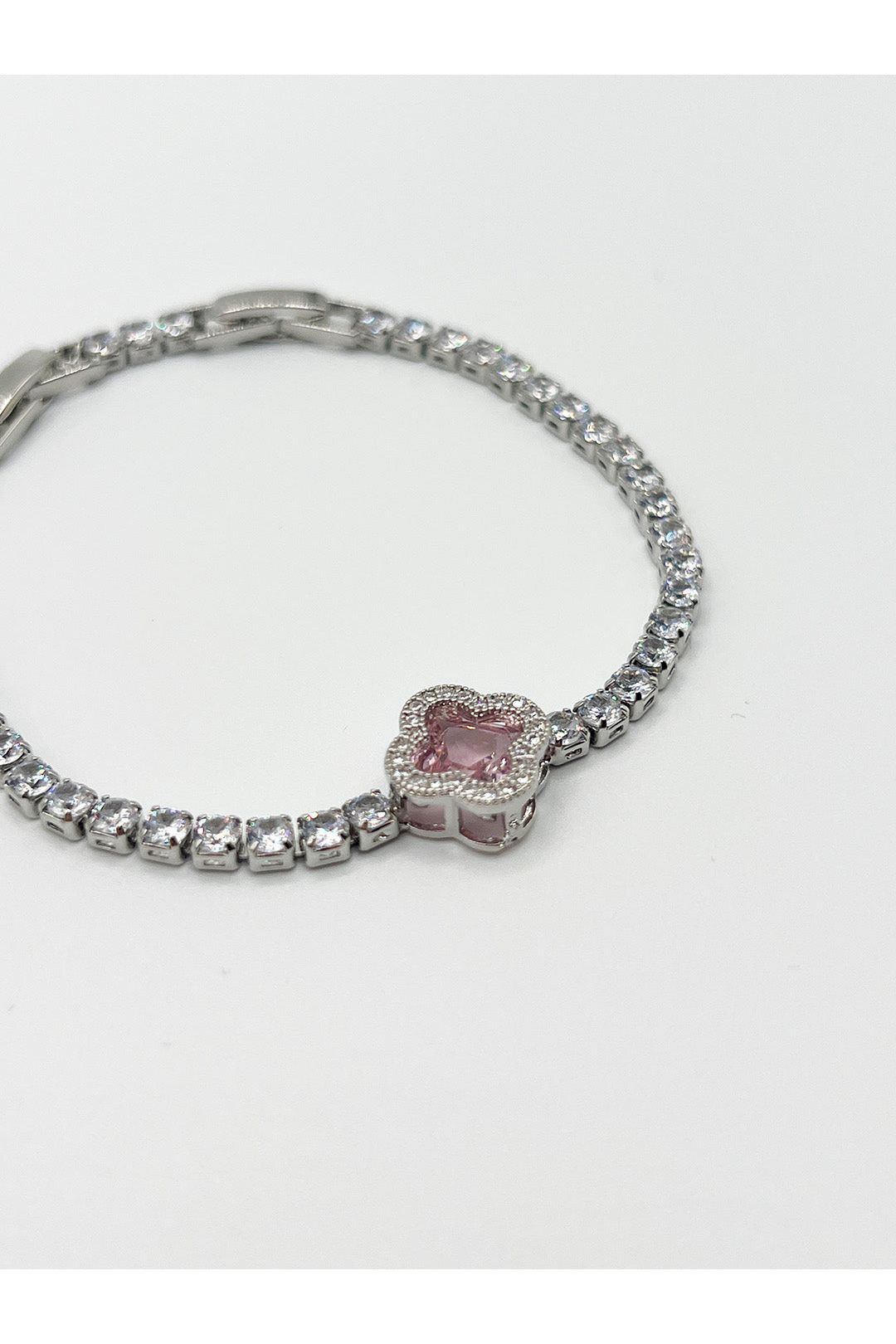 Pink Clover Diamante Bracelet - Gift Boxed JE412009