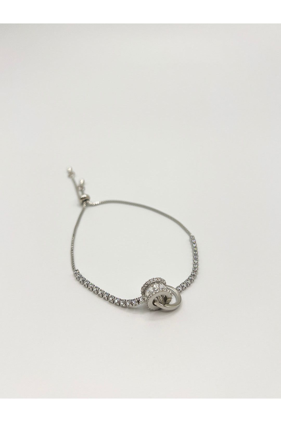 Double Ring Diamante Bracelet In Silver - Gift Boxed JE412121