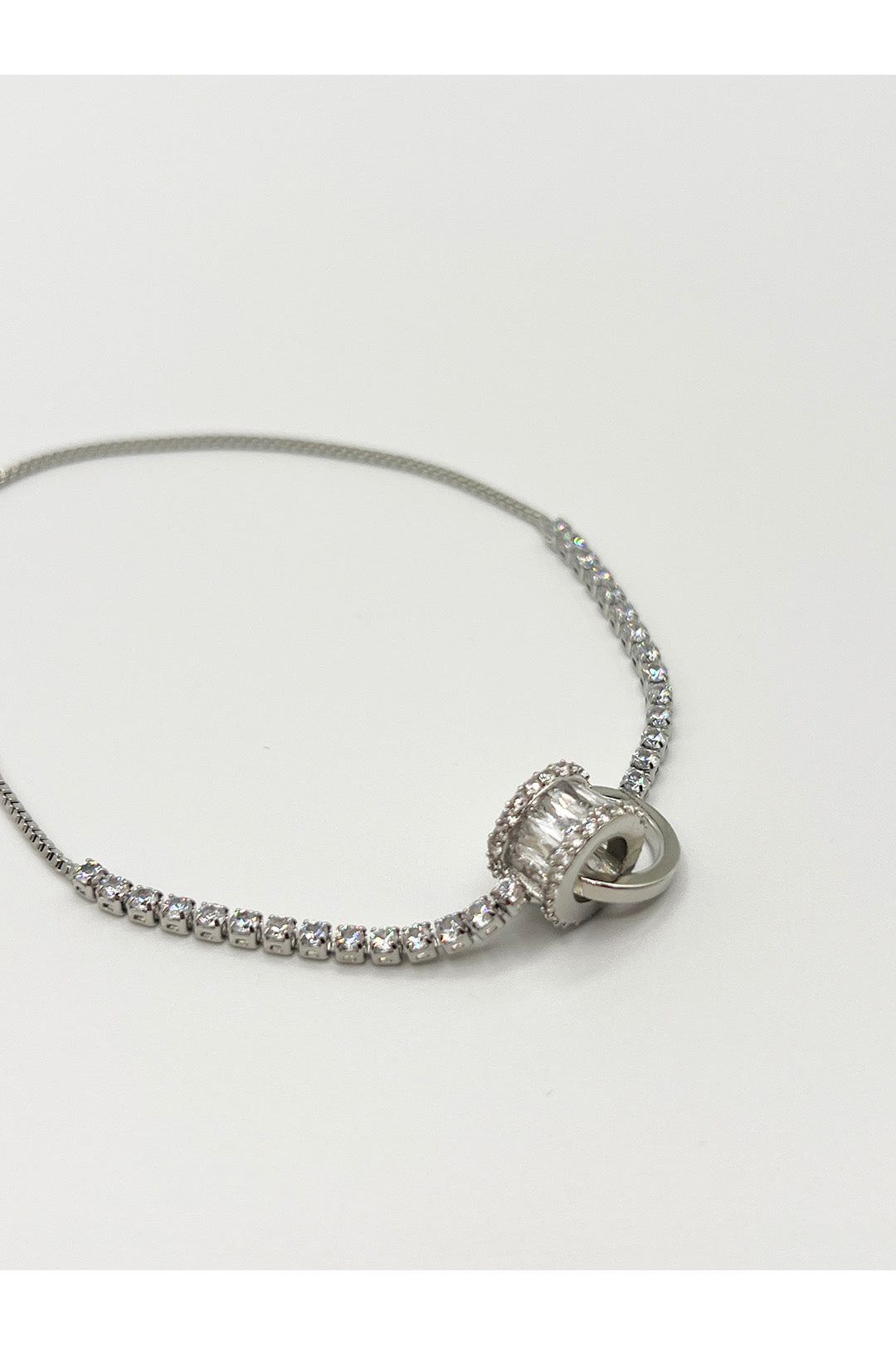 Double Ring Diamante Bracelet In Silver - Gift Boxed JE412121
