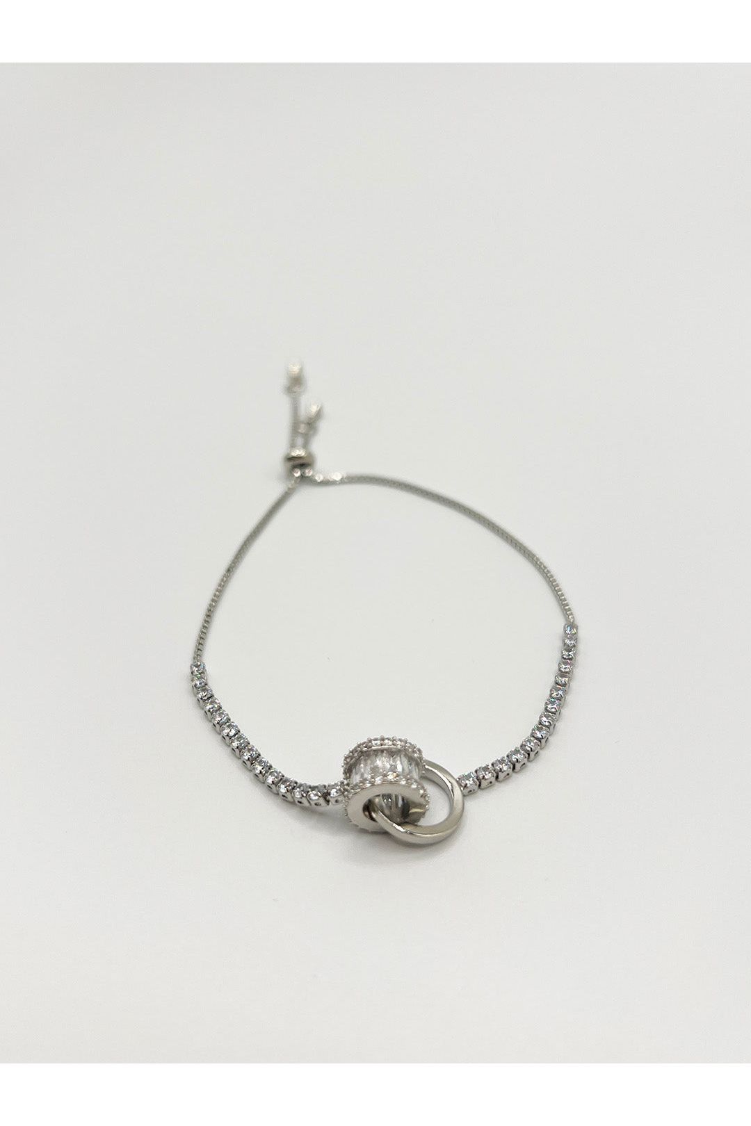 Double Ring Diamante Bracelet In Silver - Gift Boxed JE412121