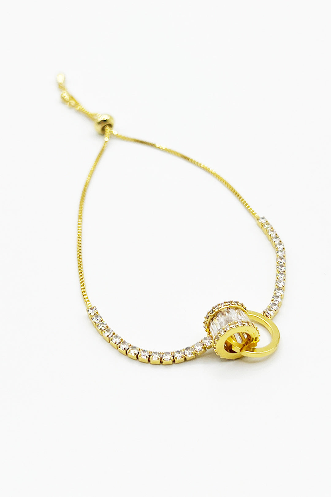 Double Ring Diamante Bracelet In Gold - Gift Boxed JE412124