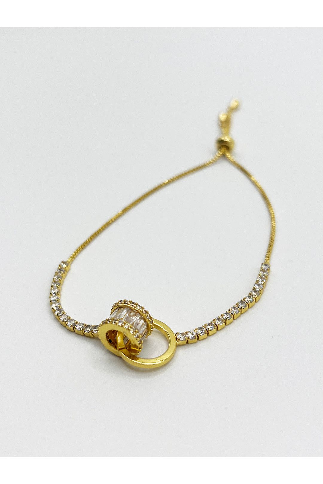 Double Ring Diamante Bracelet In Gold - Gift Boxed JE412124