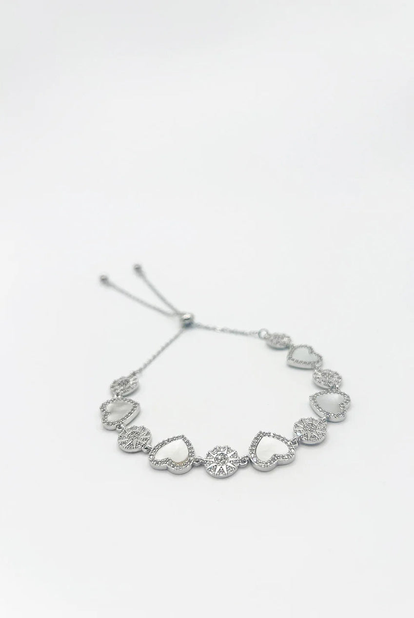 Heart Diamante Bracelet In Silver With Gift Box JE412921