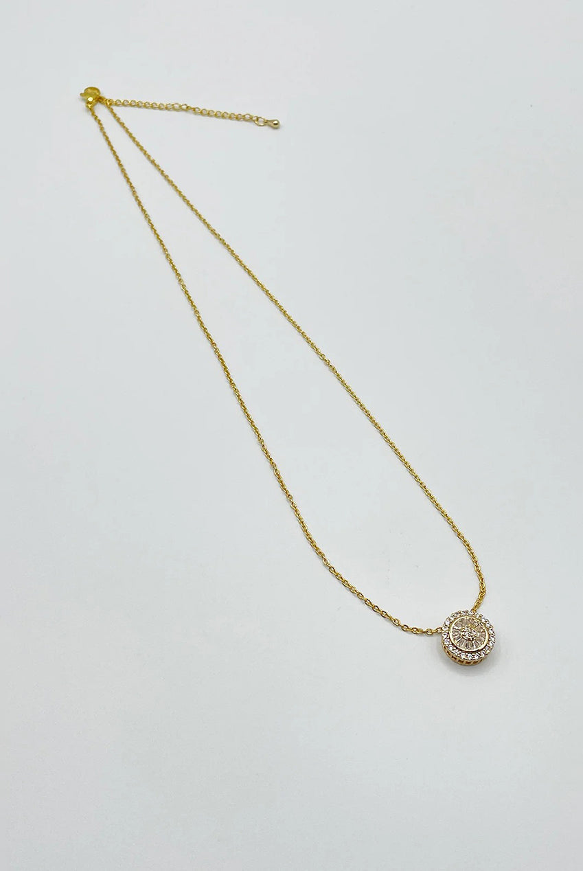 Diamante Halo Necklace & Earrings Set In Gold With Gift Box JE413024