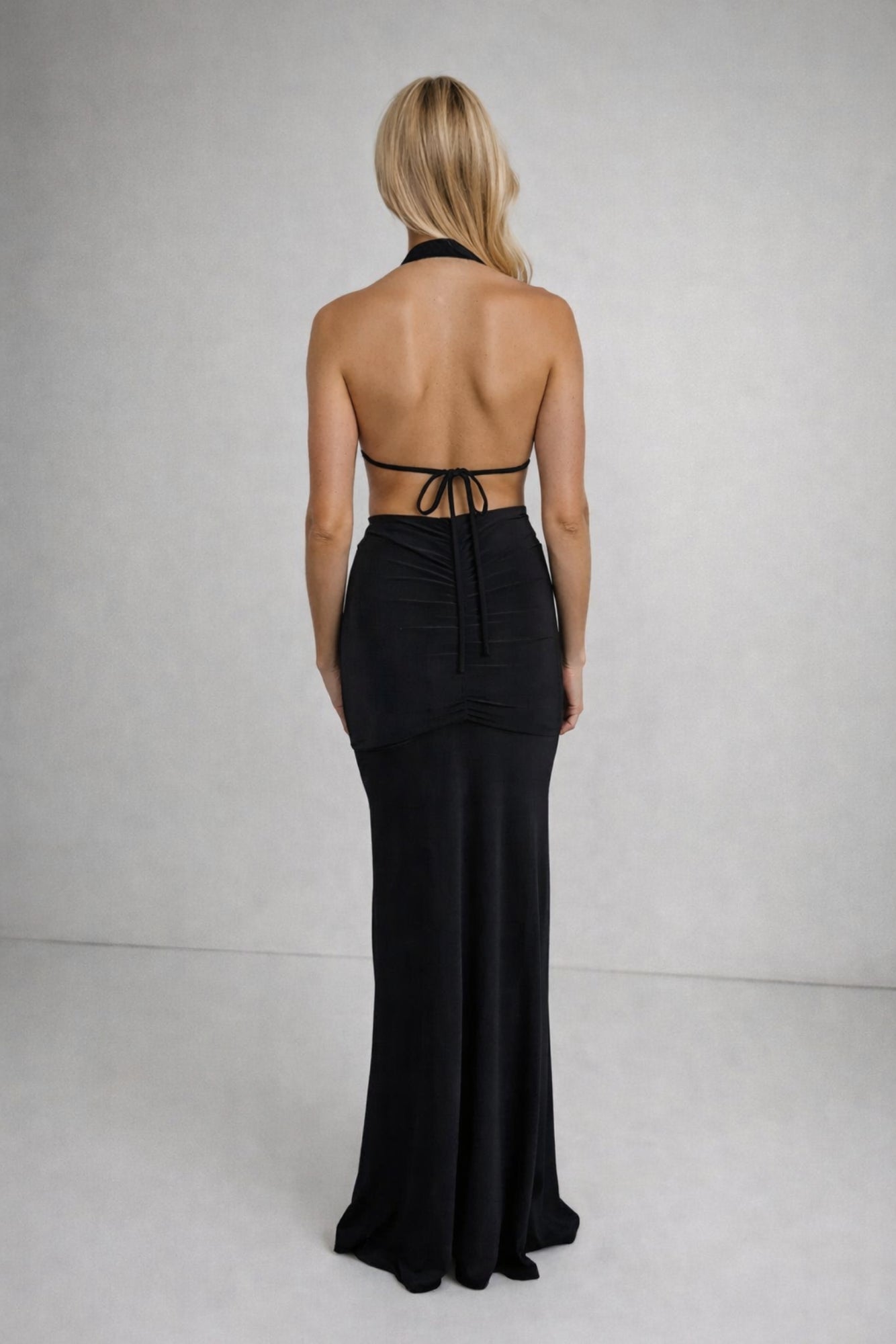 Keira Black Halterneck Backless Maxi Dress KEIRA