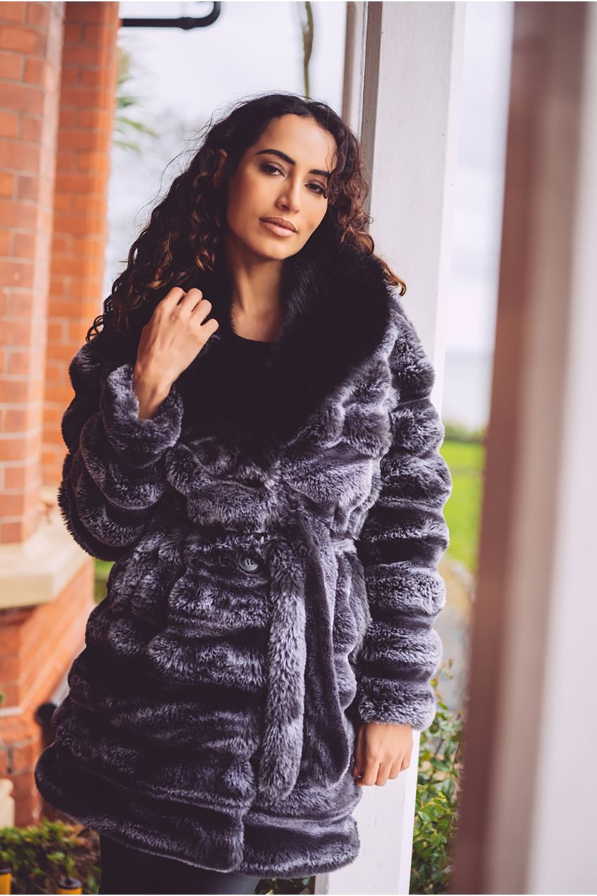 Keeva Coat - BlackGrey KEE001-BLA014