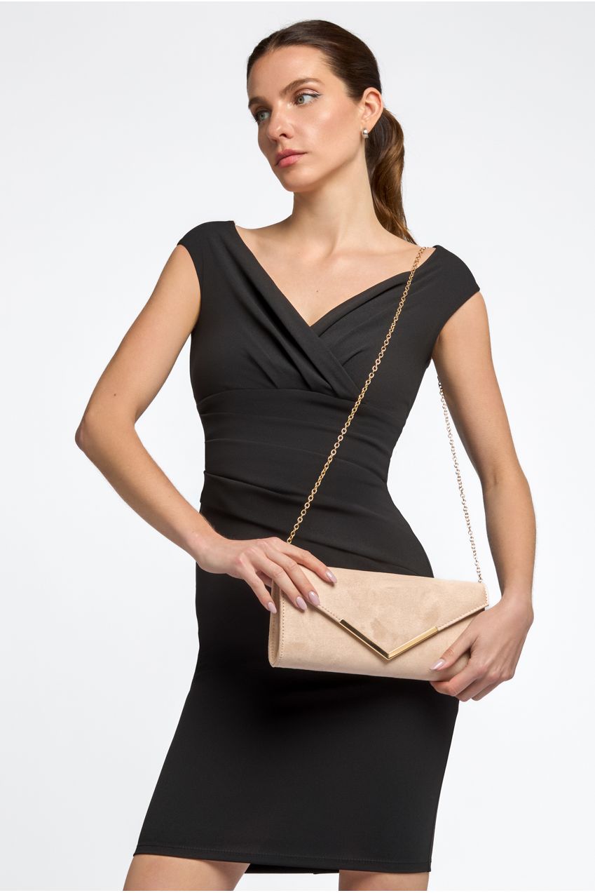 Nude Suede Envelope Clutch Bag ALL2435