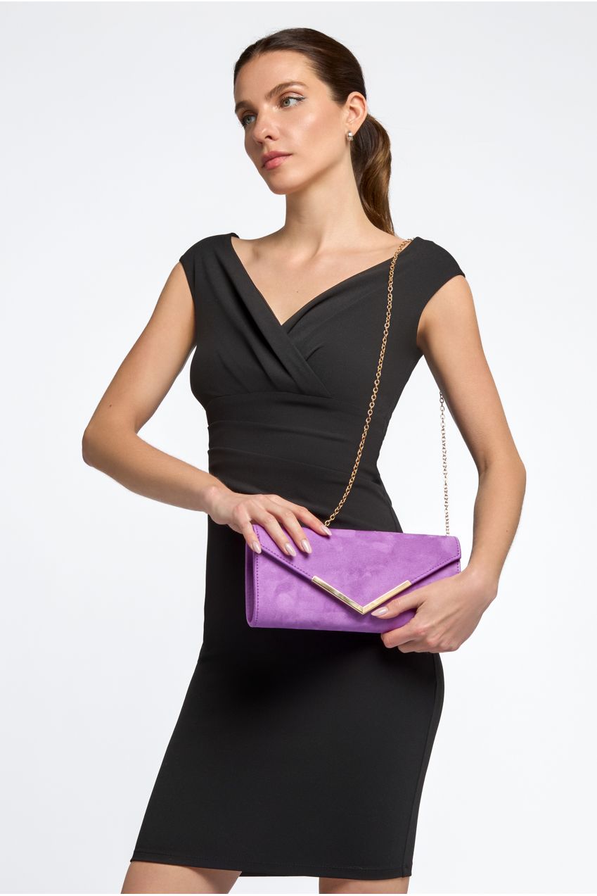 Purple Suede Envelope Clutch Bag ALL2435