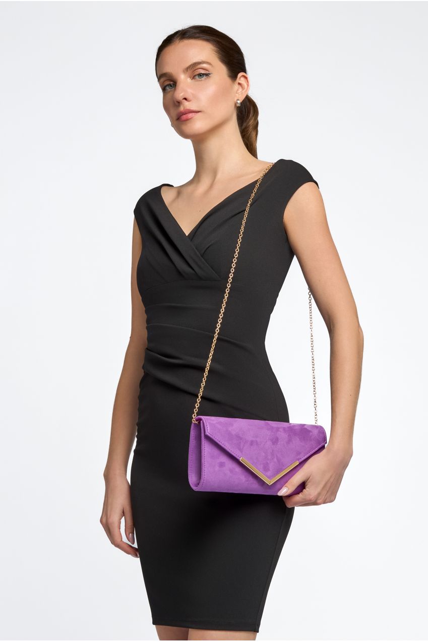 Purple Suede Envelope Clutch Bag ALL2435