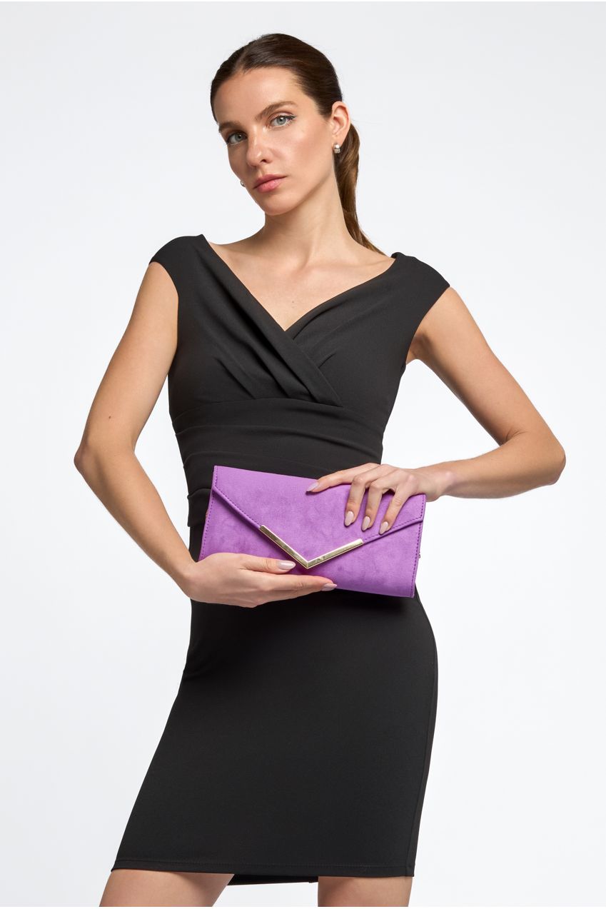 Purple Suede Envelope Clutch Bag ALL2435