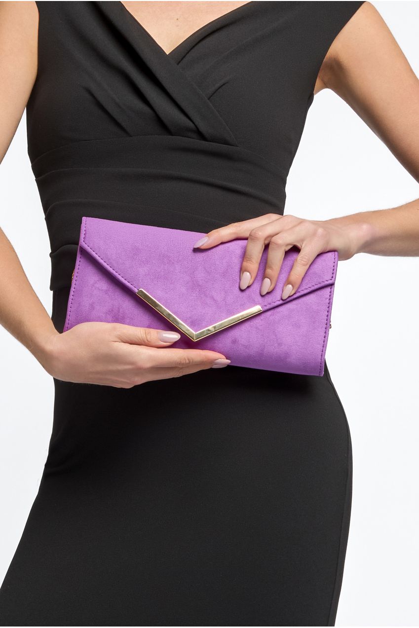 Purple Suede Envelope Clutch Bag ALL2435