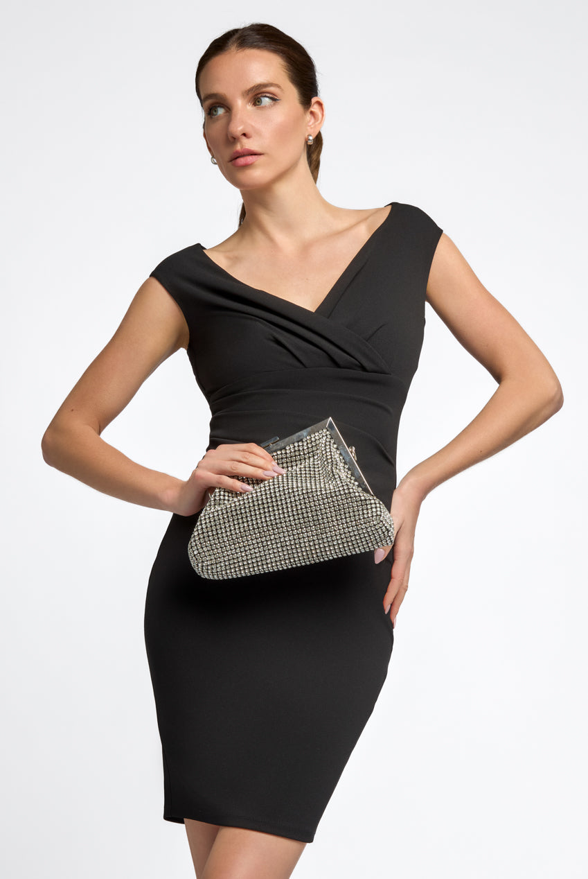 Silver Diamante Asymmetric Evening Bag ALLD3343
