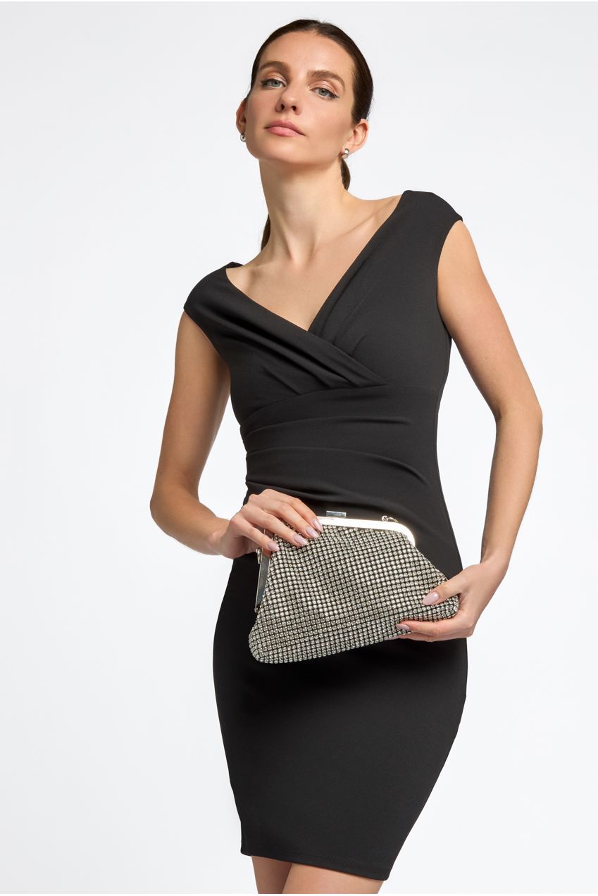 Silver Diamante Asymmetric Evening Bag ALLD3343