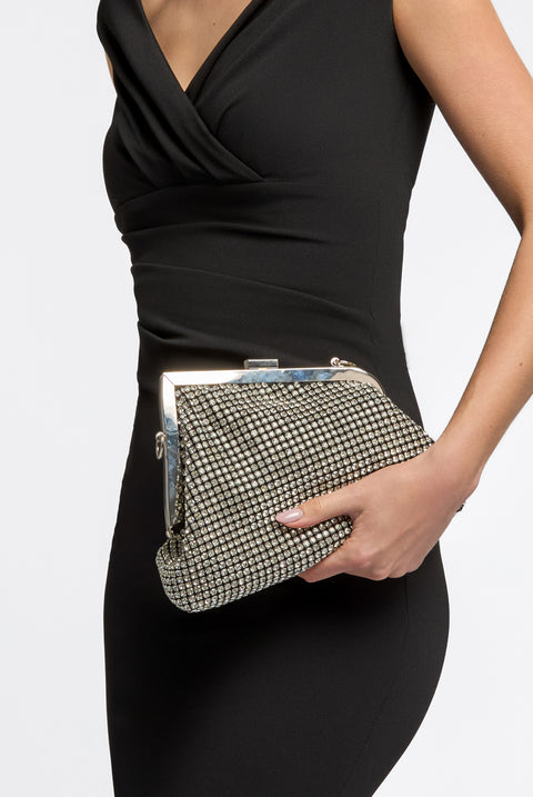 Silver Diamante Asymmetric Evening Bag by Aftershock London
