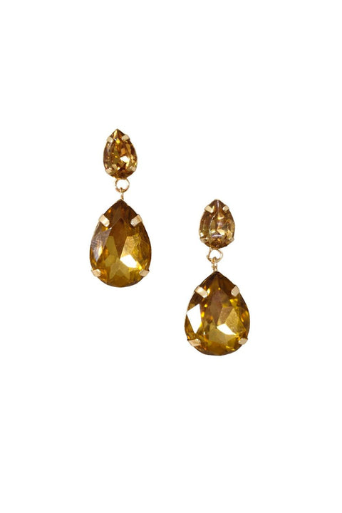 Two Tone Claw Set Teardrop Gem Earring In Yellow Amber by Last True Angel