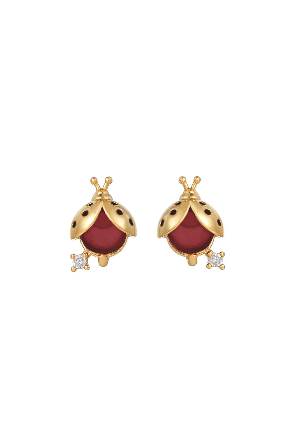 Ladybird Stud Earring In Red & Gold LEN03R