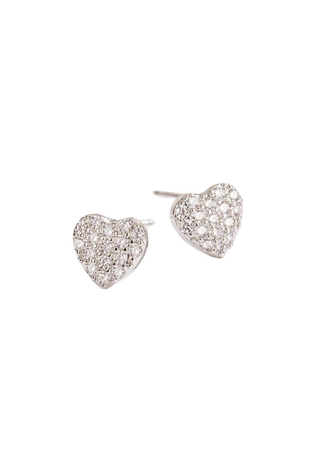 Cubic Zirconia Heart Stud In Silver LEN408S