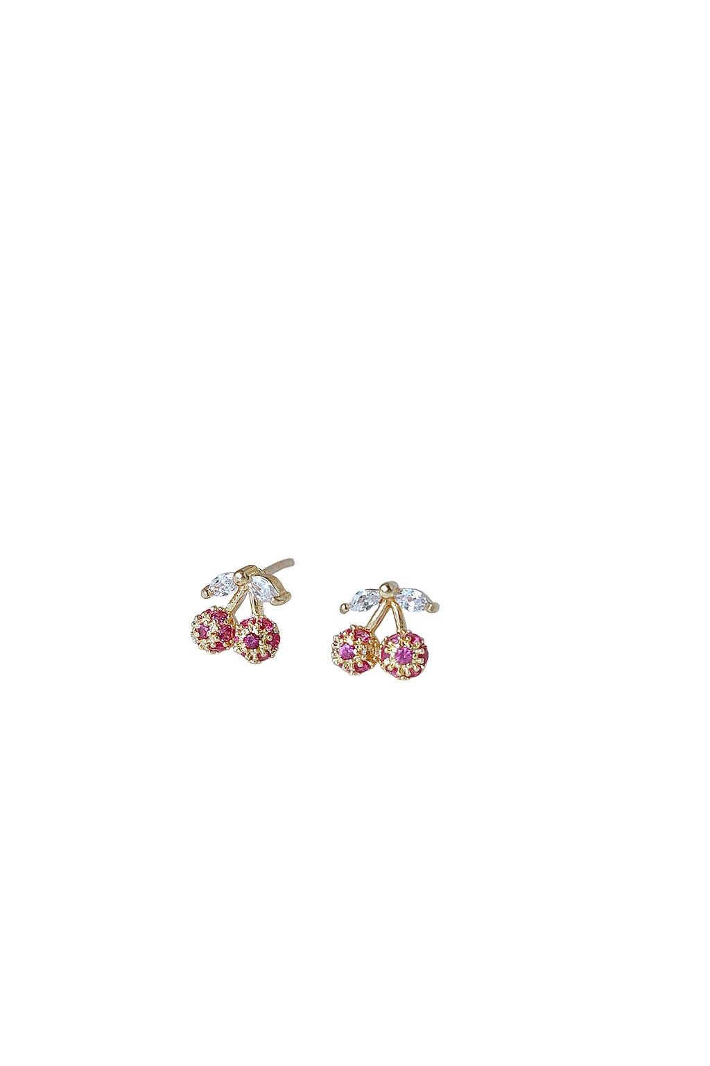 Cubic Zirconia Cherry Earring In Gold LEN423G