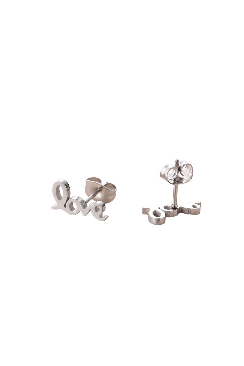 'Love' Stud Earring In Silver LEN489S