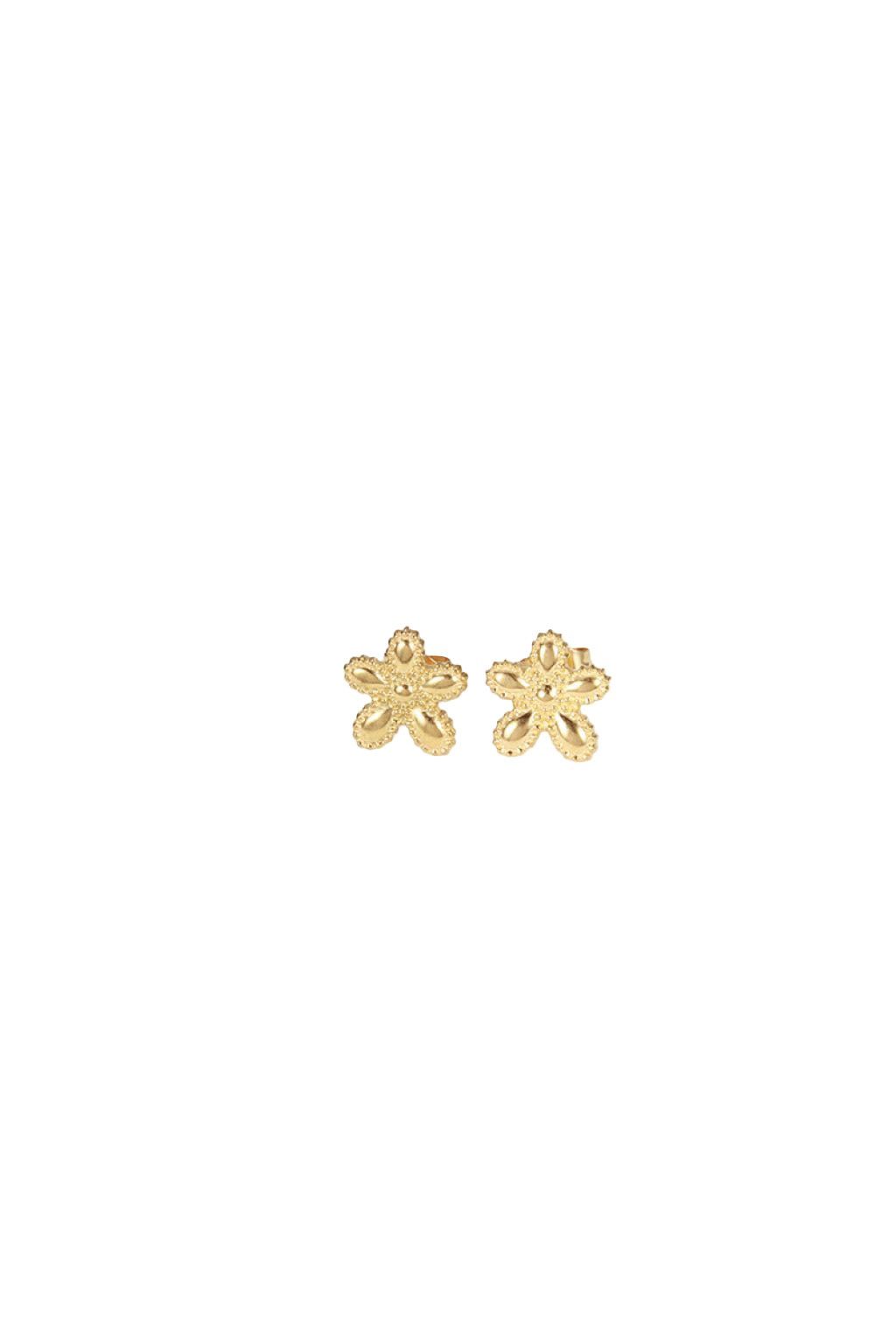 Mini Flower Surround Detail Stud Earring In Gold LEN525G