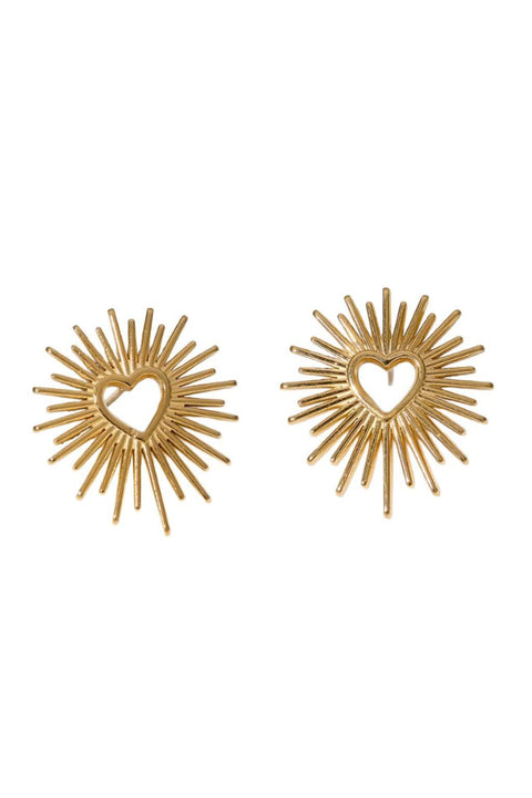 Radiating Heart Earring In Gold by Last True Angel