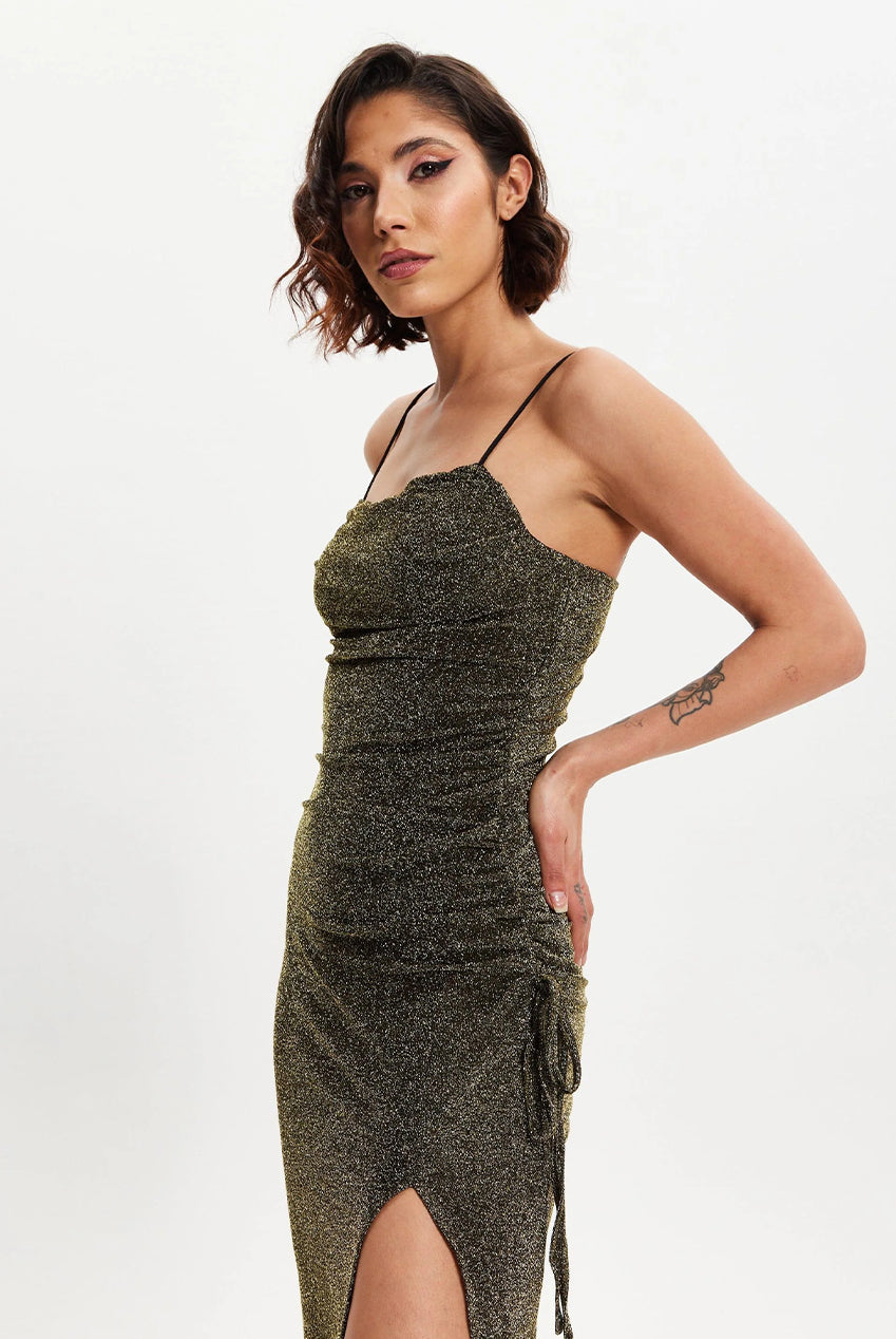 Gold Lurex Maxi Jersey Dress LIQPARTY003