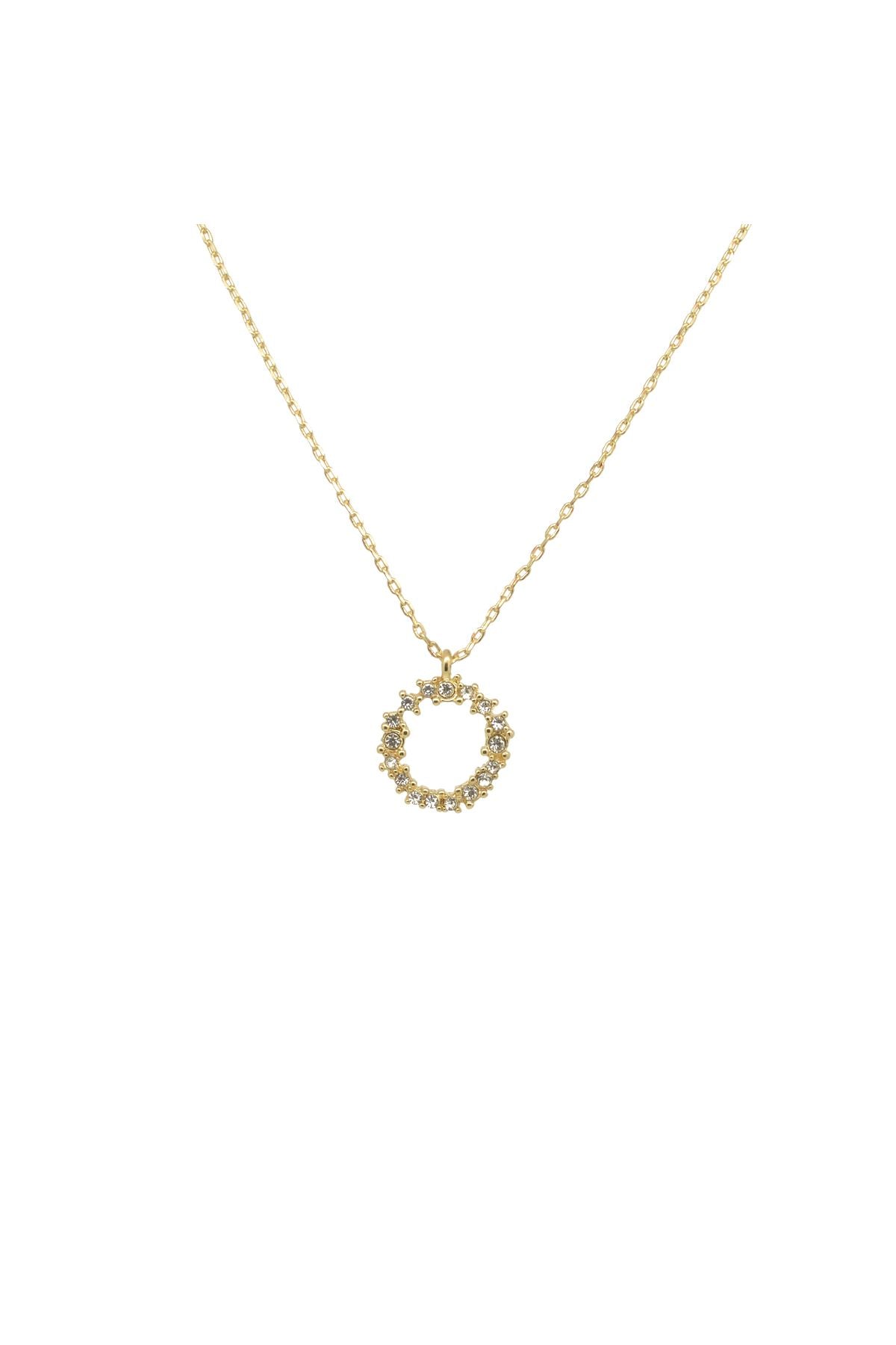 Crystal Cluster Circle Necklace In Gold LN001G