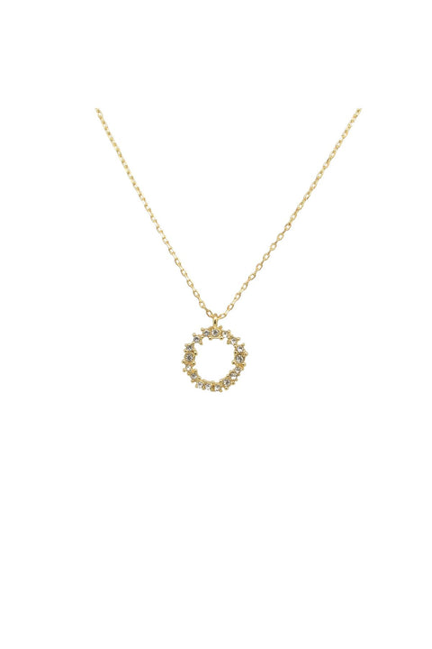 Crystal Cluster Circle Necklace In Gold by Last True Angel