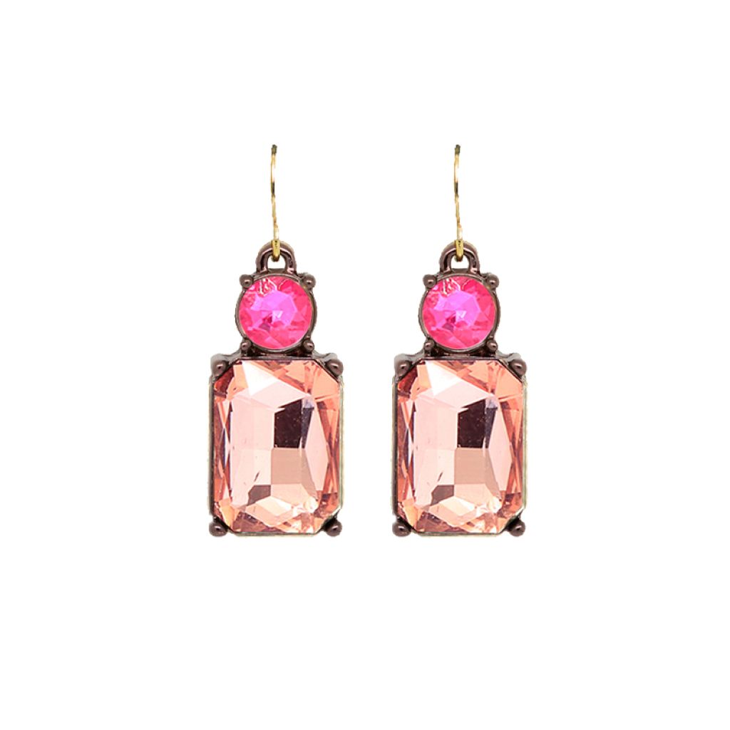 Twin Gem Hook Earring Orange & Pink LTE08O